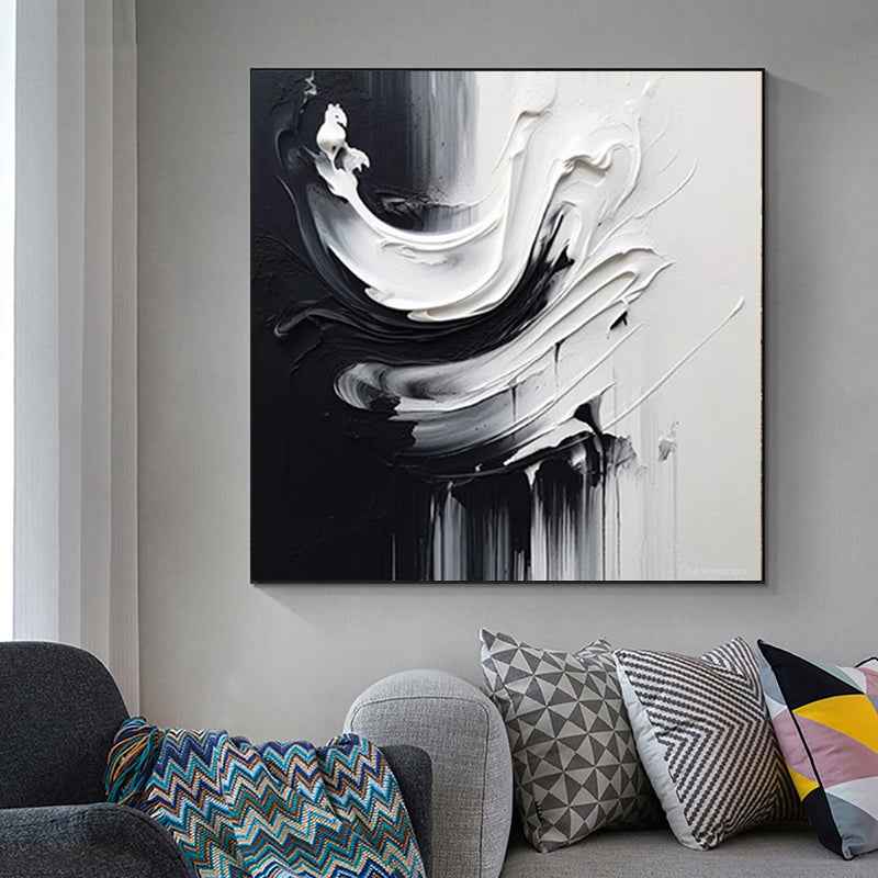 Handmade Oil Painting Canvas Wall Art Decoration ModernBlack