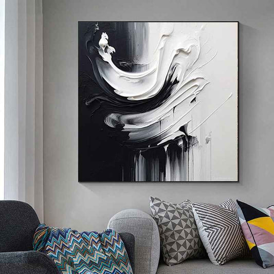 Handmade Oil Painting Canvas Wall Art Decoration ModernBlack