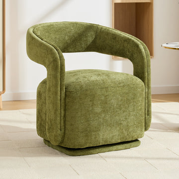 ORLA green chenille swivel accent chair