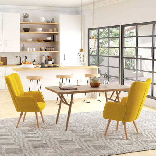 ORION Modern Accent Chair Velvet Set Of 2, Yellow
