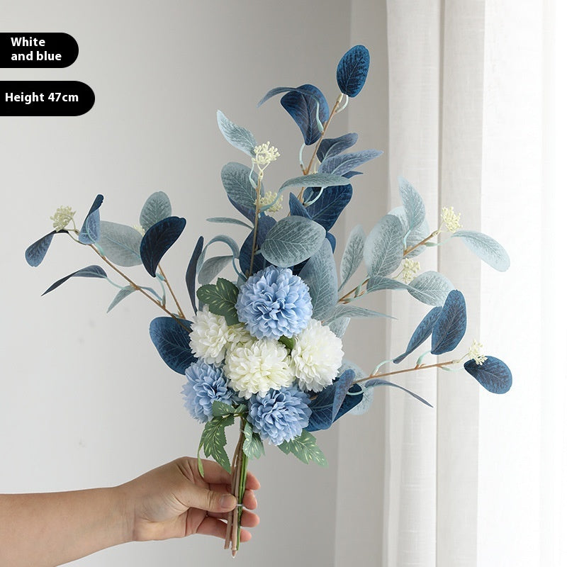 Artificial chrysanthemum and eucalyptus bunch, 47cm – view 3