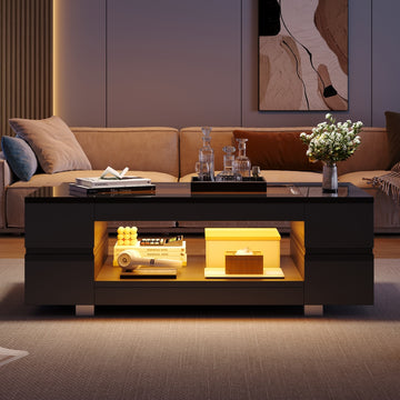 KENIKO Hollow Coffee Table With Open Storage