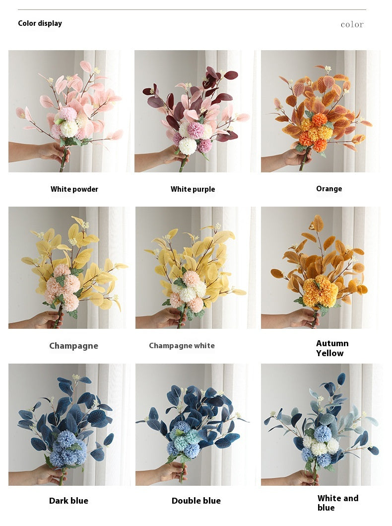 Artificial chrysanthemum and eucalyptus bunch, 47cm – view 6