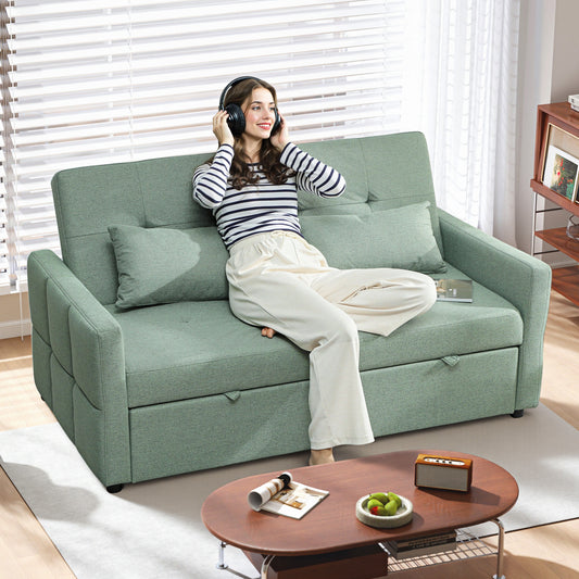 Three-Way Two-Seater Sofa Bed - Green