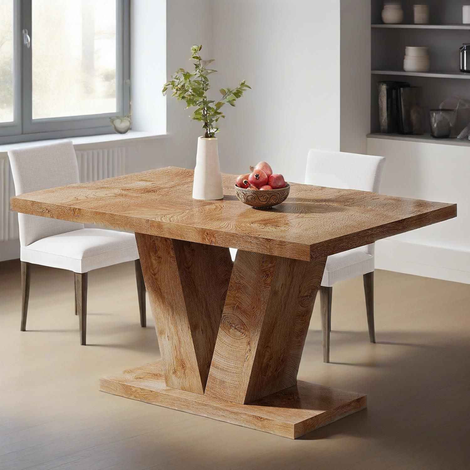 GENIOLY Light Oak Brown Kitchen Dinner Table