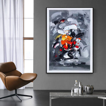 Large Graffiti Abstract Grey Handmade Oil Painting