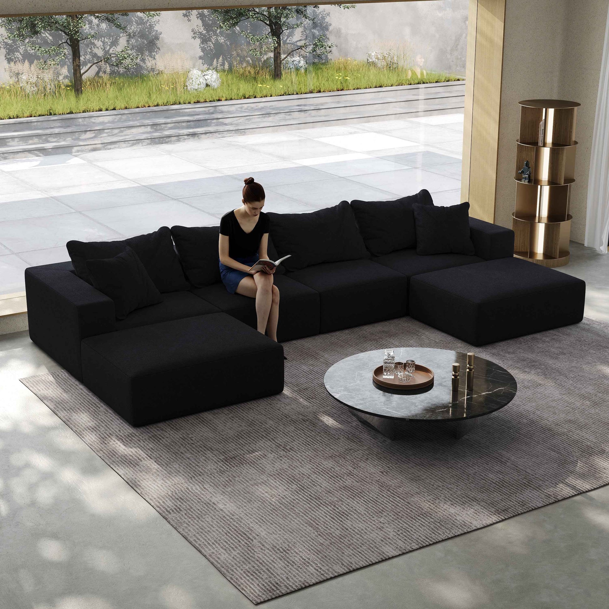 MURAKIOversized Sponge Cloud Sofa Black