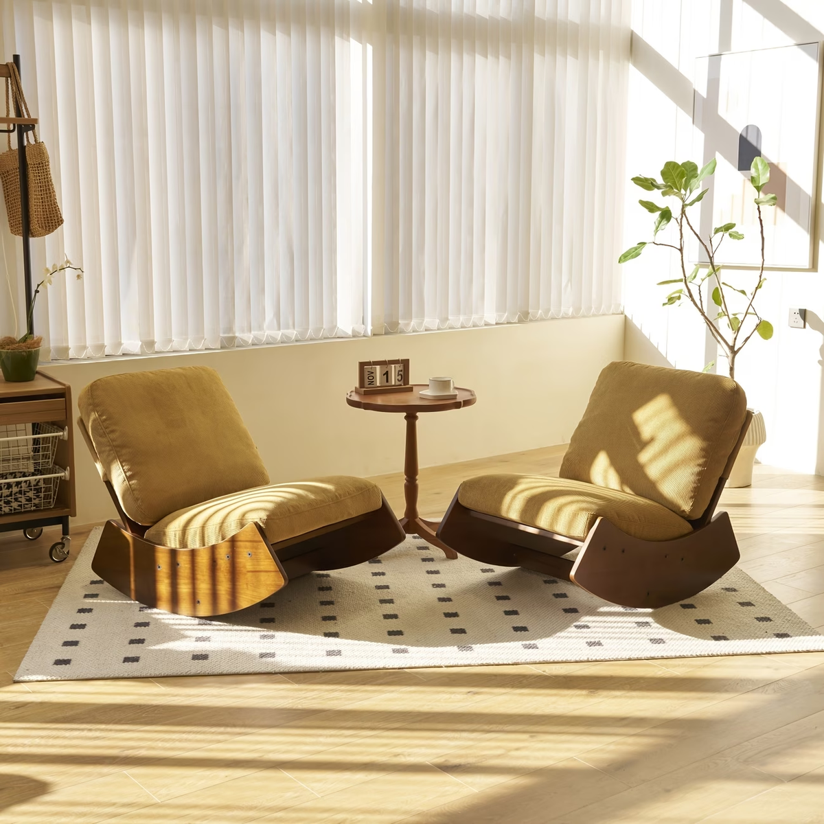 Yellow Glider Rocking Chairs, Set of 2