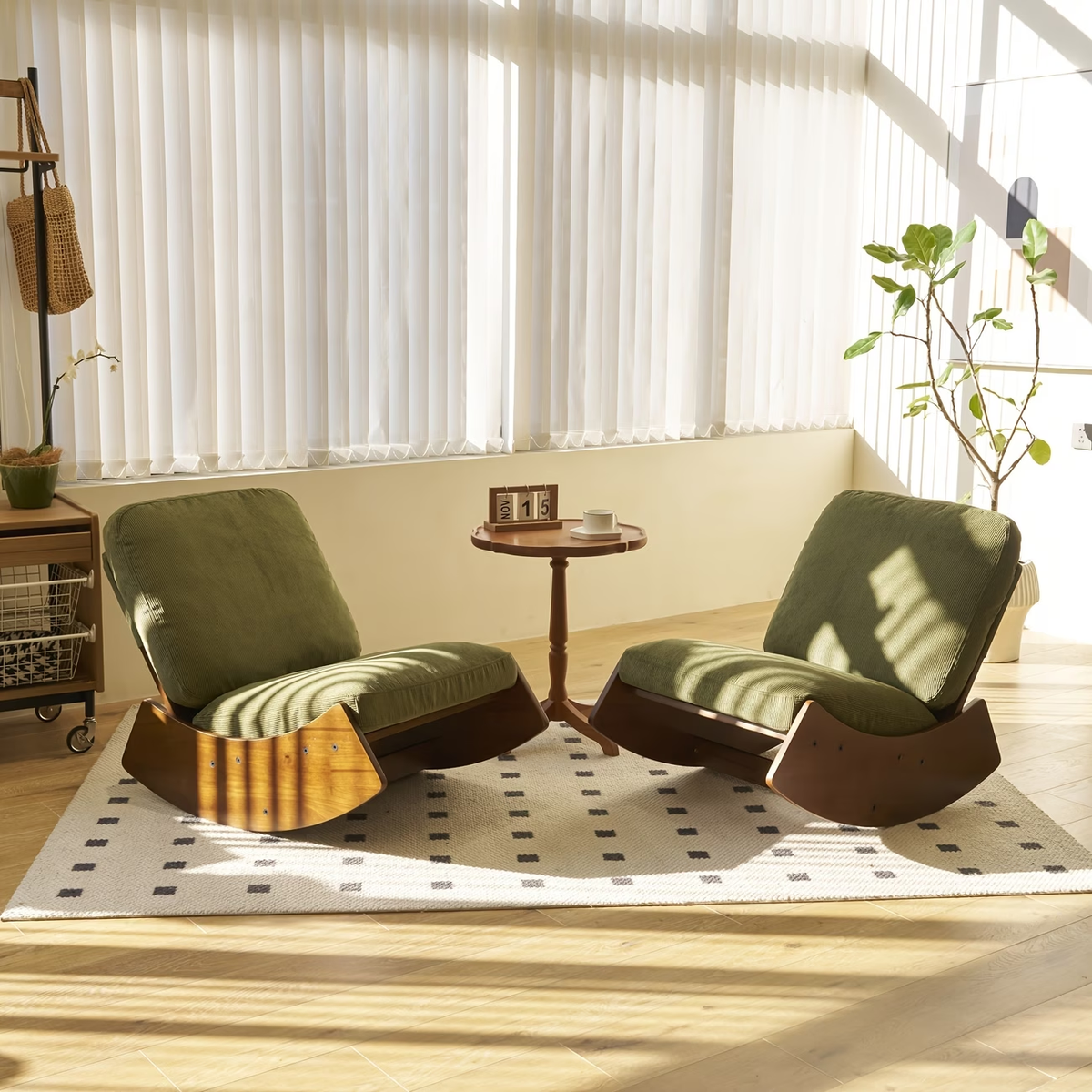 Green Glider Rocking Chairs, Set of 2