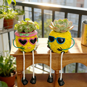 Hanging Pineapple Planter with Artificial Plant
