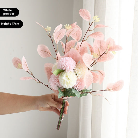 Artificial chrysanthemum and eucalyptus bunch, 47cm – view 2