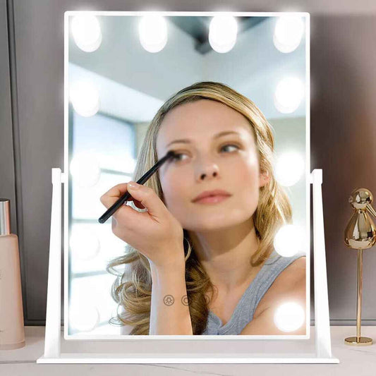 Hollywood Vanity Mirror | 12 LED Lights, 3 Light Modes & 360° Rotation