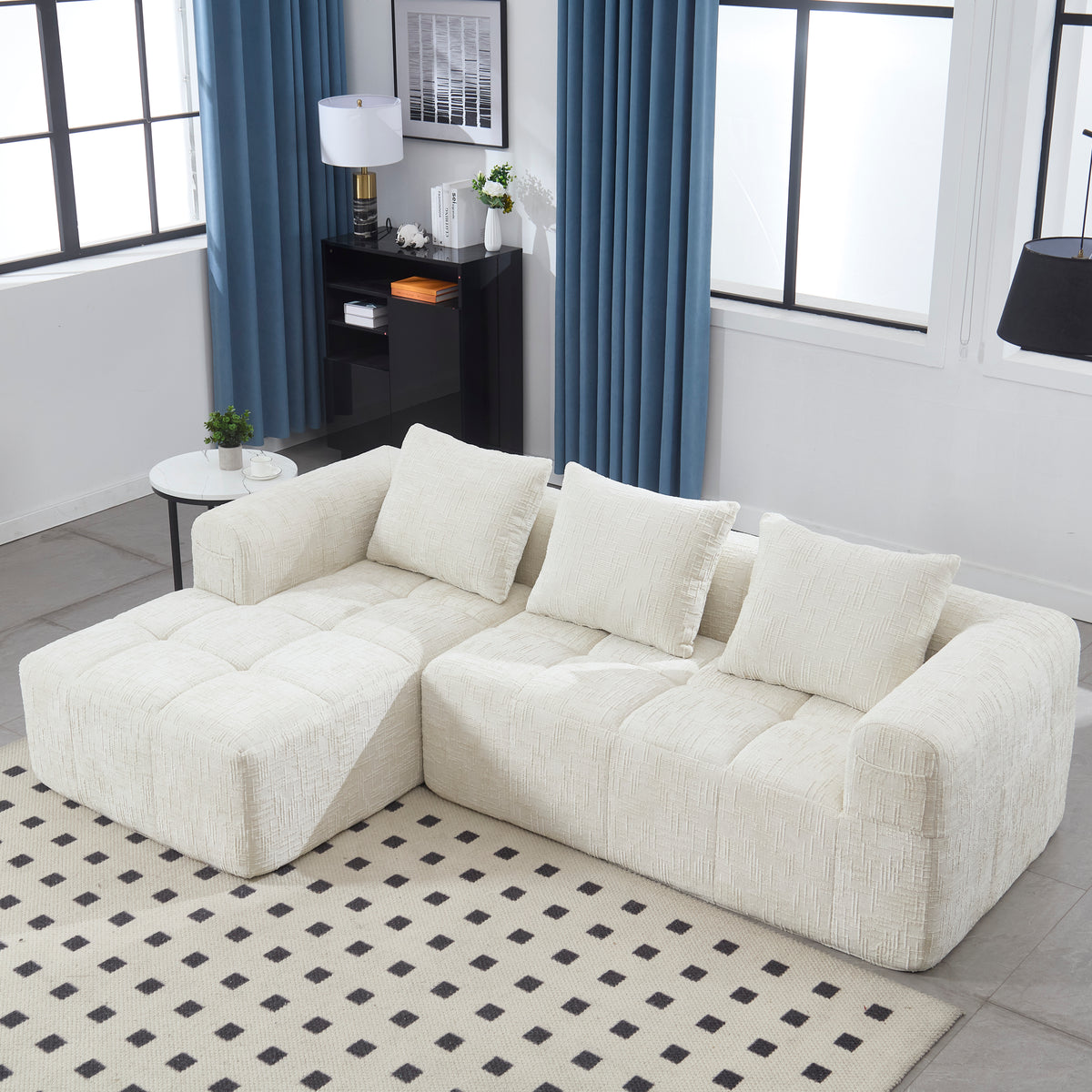 NUBE Chenille Cloud Sofa – Oversized Modular L-Shape, Beige