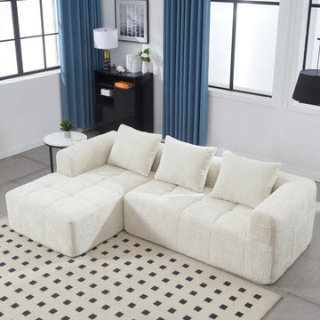 NUBE Chenille Cloud Sofa – Oversized Modular L-Shape, Beige