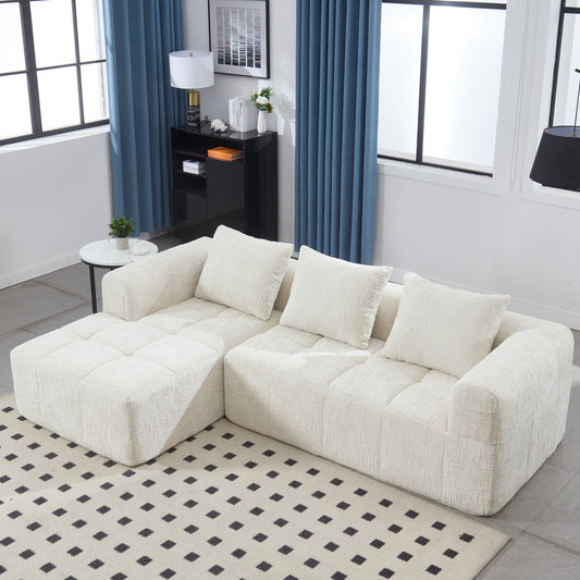 NUBE Chenille Cloud Sofa – Oversized Modular L-Shape, Beige