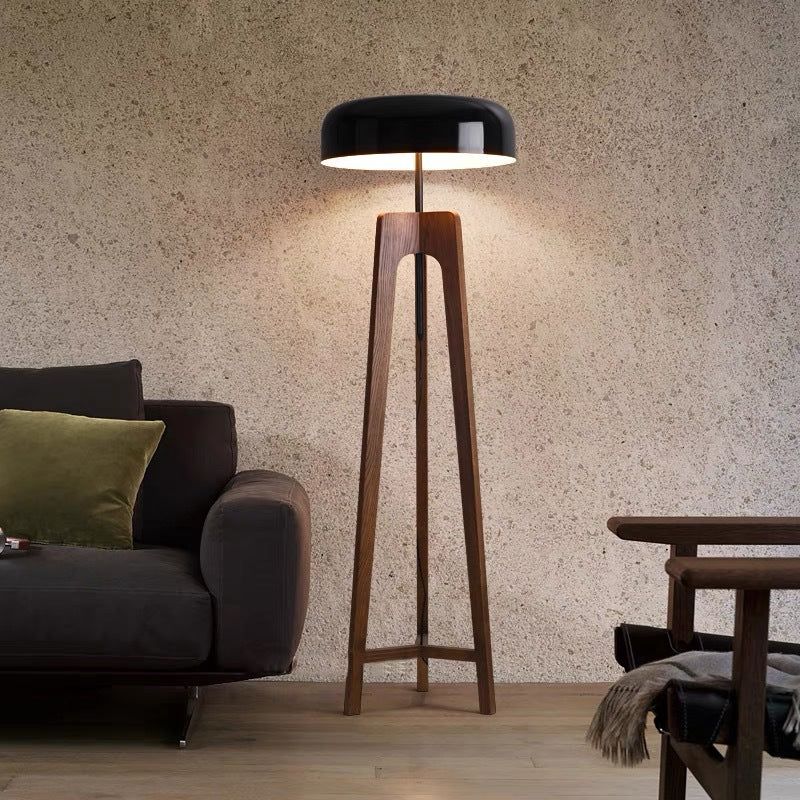 Rustic Wood & Iron Floor Lamp