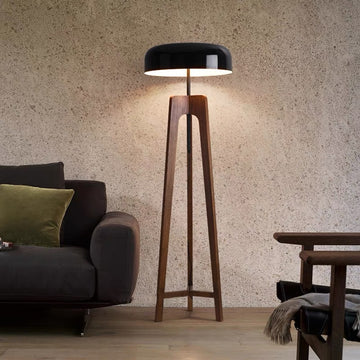 Rustic Wood & Iron Floor Lamp