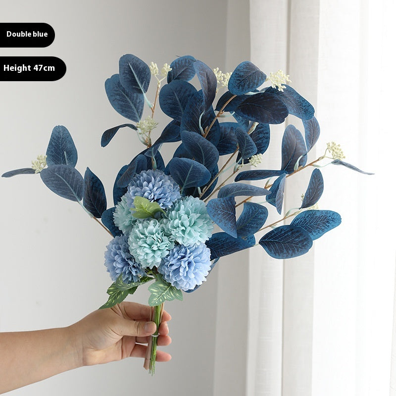 Artificial chrysanthemum and eucalyptus bunch, 47cm – view 16
