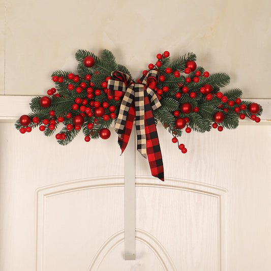 Red Tartan Christmas Door Swag