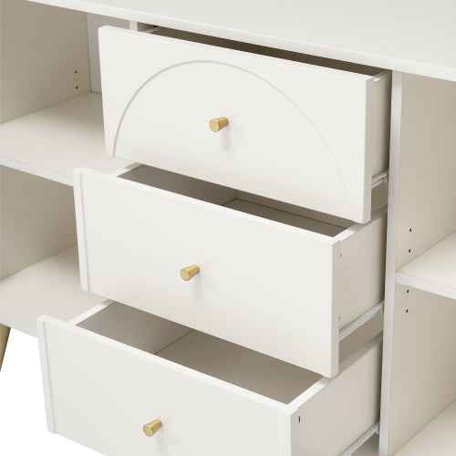 Sideboard Cabinet 140cm | 2 Doors, 3 Drawers, Cream White