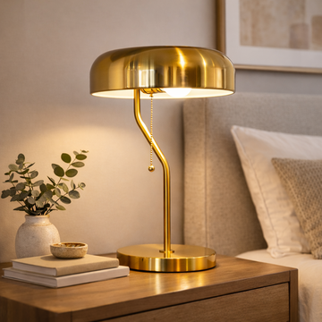 METRO gold drum table lamp