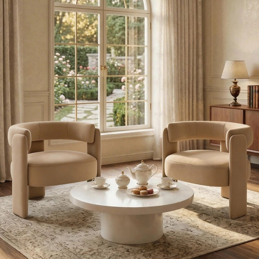 Khaki Velvet Accent Chair
