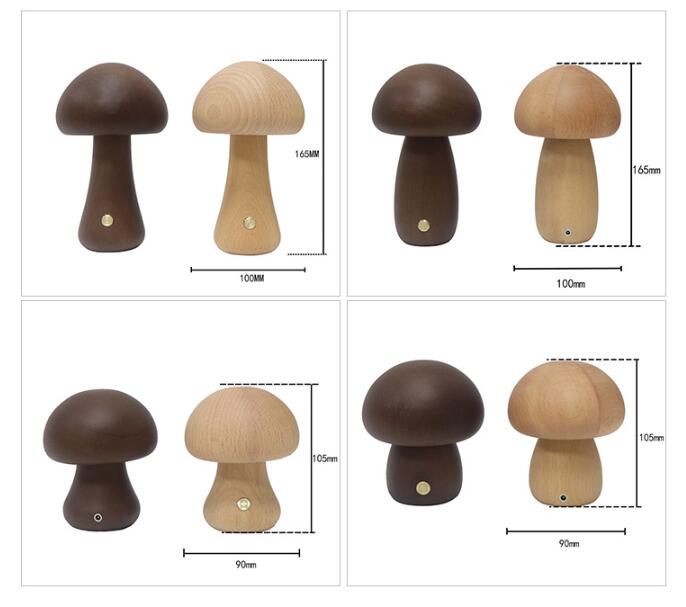 Wooden  Mushroom LED Night Light With Touch Switch