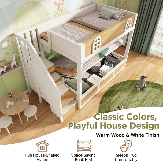 KINWOOD kids' bunk bed in white and natural – image 2