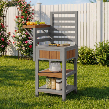 Grill Station With Additional Storage Space, Weatherproof Kitchen Cabinet