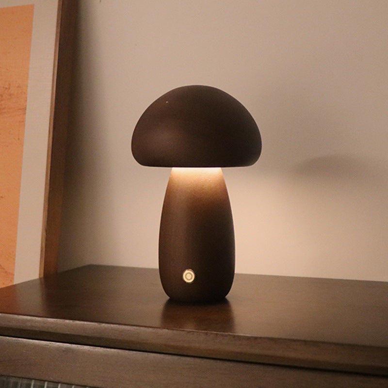 Wooden  Mushroom LED Night Light With Touch Switch