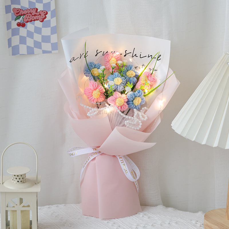 Handmade knitted puff flower bouquet – view 7