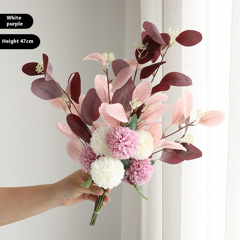 Artificial chrysanthemum and eucalyptus bunch, 47cm – view 10