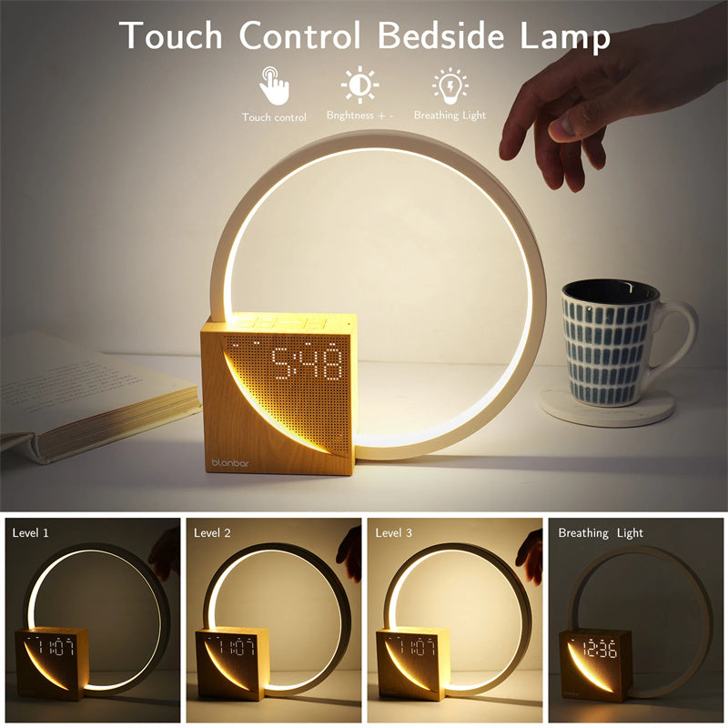 Lampe de table tactile de chevet avec sons naturels