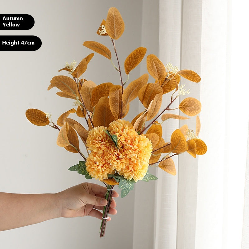 Artificial chrysanthemum and eucalyptus bunch, 47cm – view 11