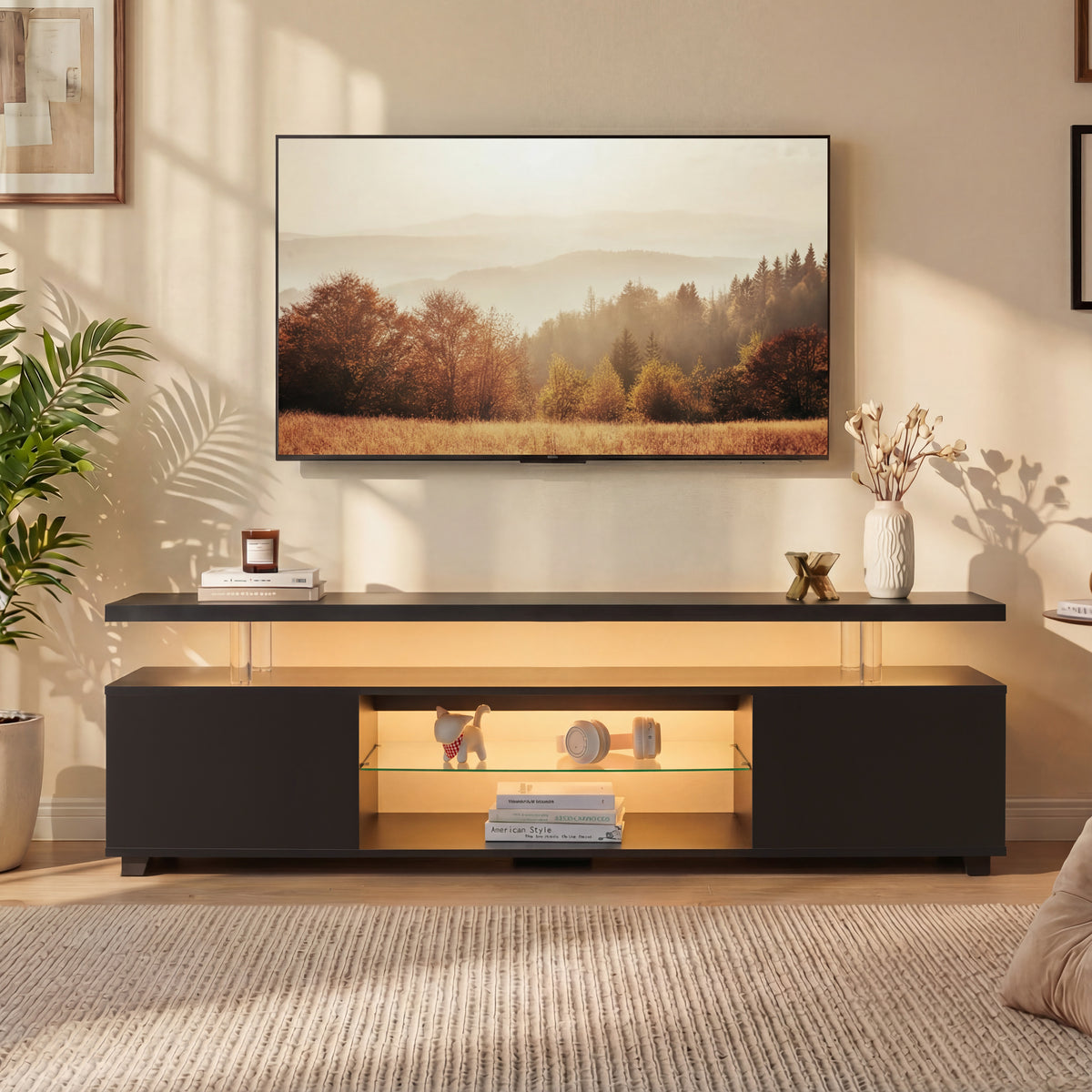 TORINO TV Stand with Side Cabinet – 130cm, for 50–59" TVs, Black