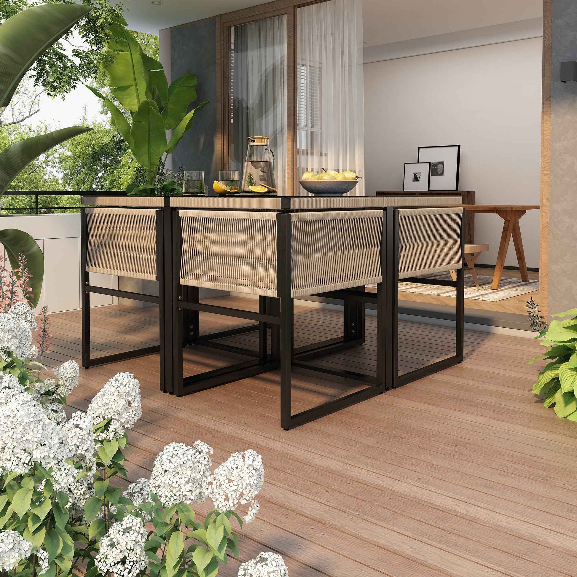 Garden Dining Set 5 Piece Set With 1 Dining Table