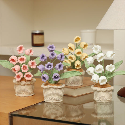 Handmade crochet lily of the valley in pot – Kayluz Home