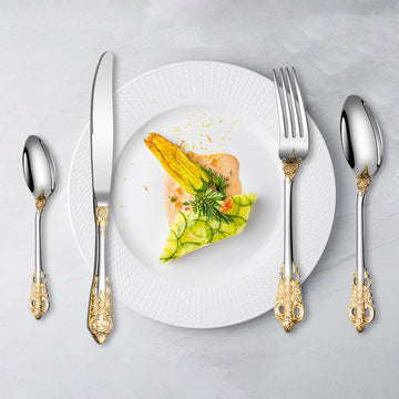 Stainless Steel Cutlery – 5-Piece Set or Single Pieces, Silver, Gold or Gold-Accent