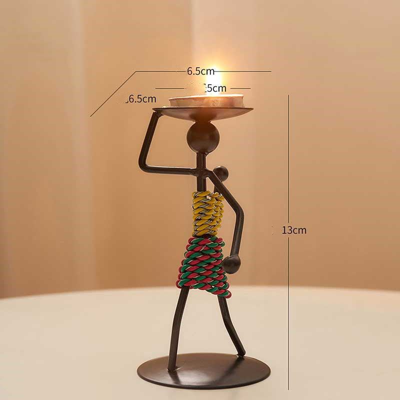 Creative African  statue Candle Holder Iron