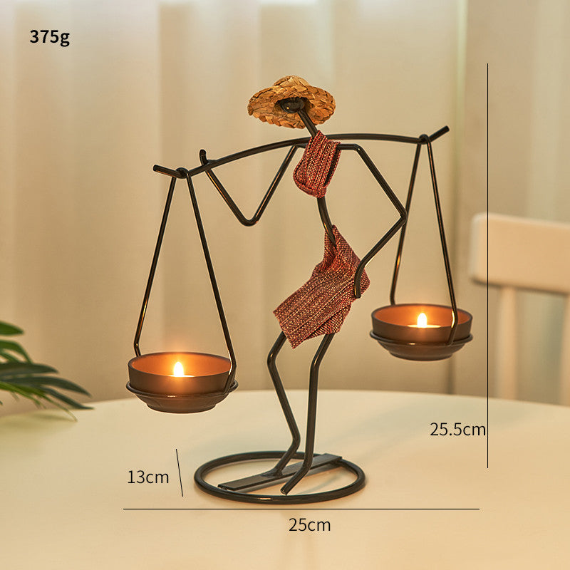 Creative African  statue Candle Holder Iron