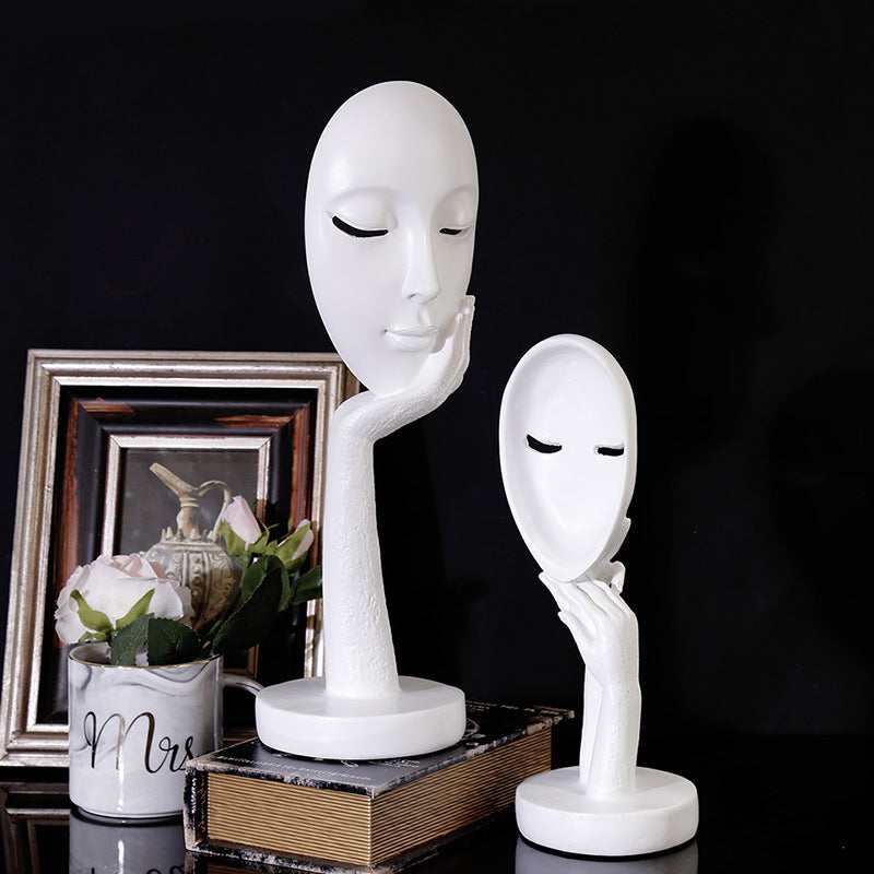 Nordic Abstract Art Thinker Thinking Lady Mask Figurine