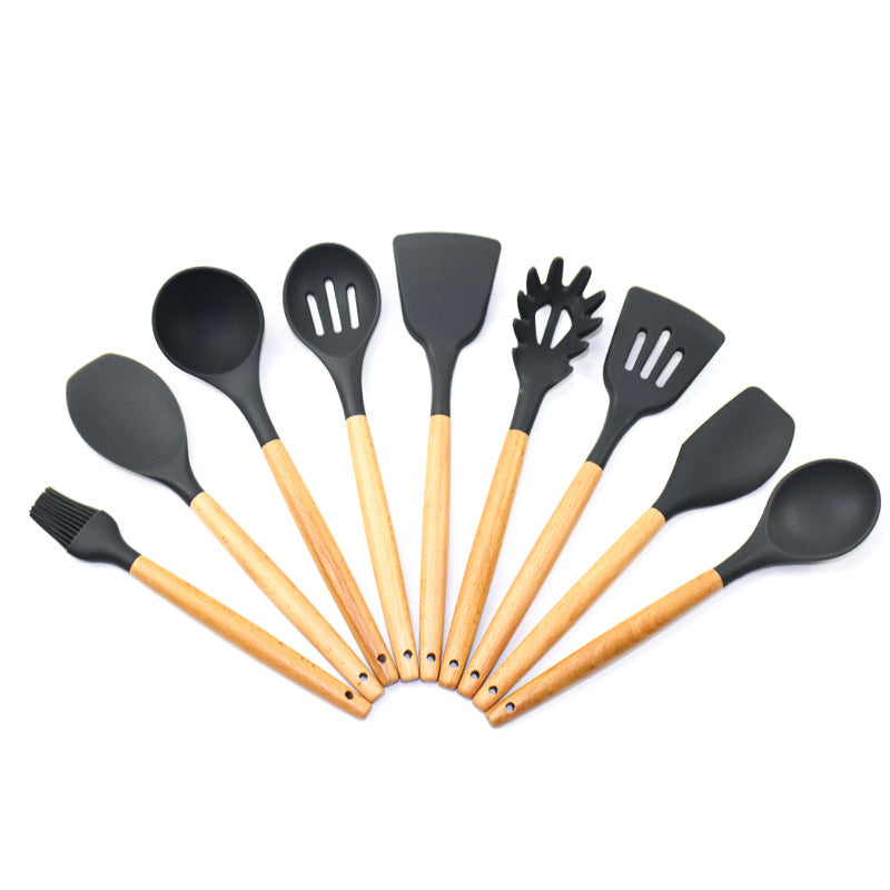 9-piece set of wooden handle kitchenware