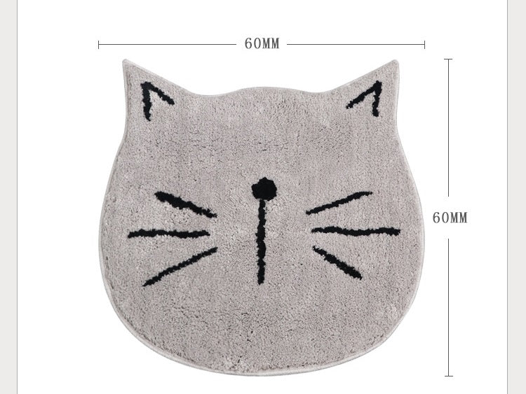 Cartoon Cat Bathroom Absorbent Mat Grey White