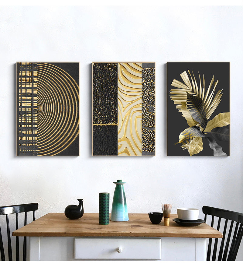 Abstract Golden Paper Poster Canvas Painting