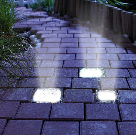 Waterproof Solar LED Ground Crystal Glass Ice Brick Shape