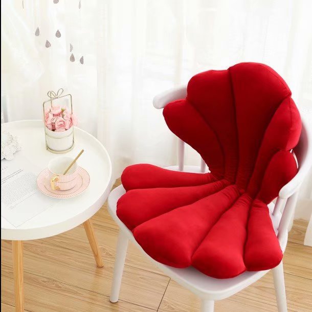 Luxurious Velvet Seal Shell Chair Cushion Unique Rose Seat Pillow