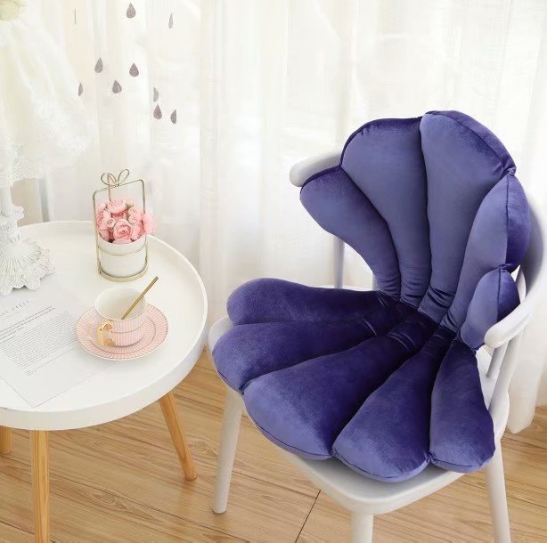 Luxurious Velvet Seal Shell Chair Cushion Unique Rose Seat Pillow