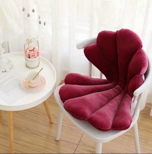 Luxurious Velvet Seal Shell Chair Cushion Unique Rose Seat Pillow