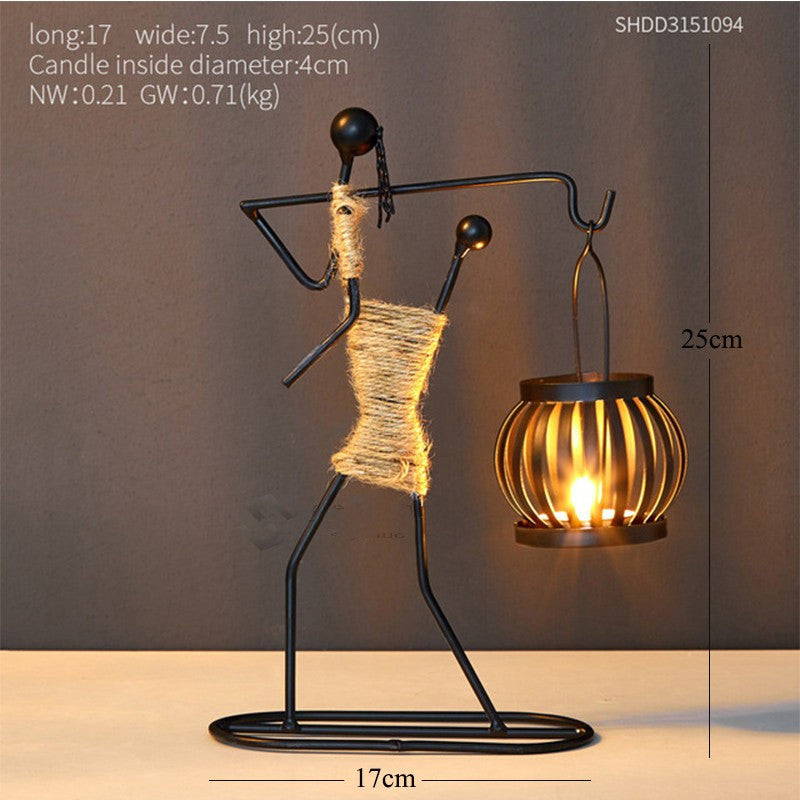 Creative African  statue Candle Holder Iron