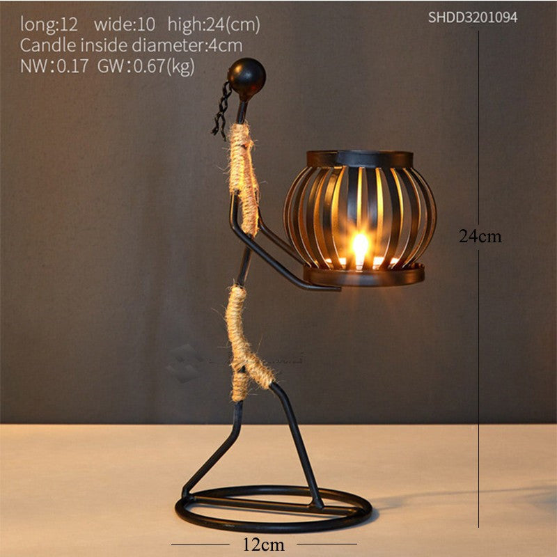 Creative African  statue Candle Holder Iron